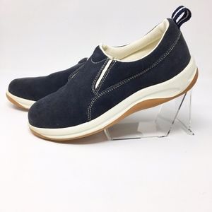Lands' End Navy Cream All Weather Slip Ons Sz 5HB
